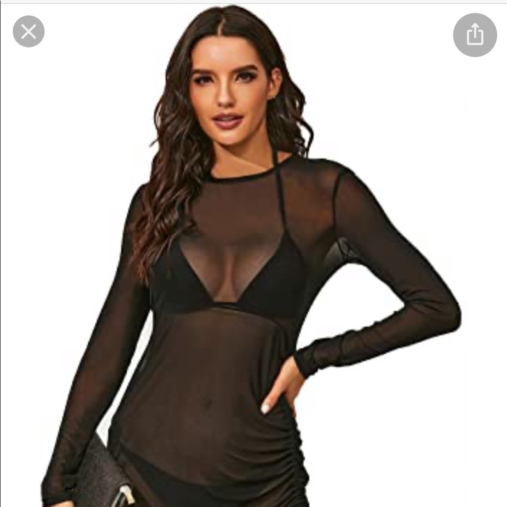 Anne Cole black mesh coverup